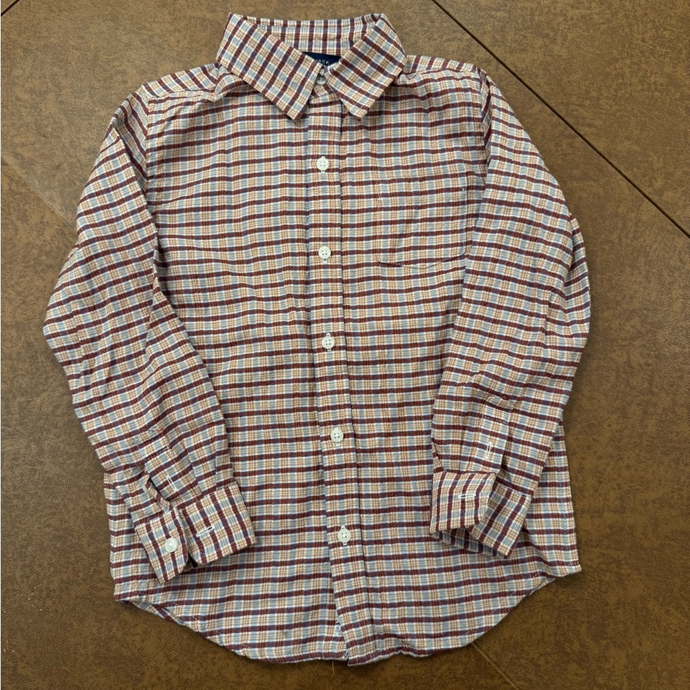 Janie and Jack Rust, Cream, Blue, & Brown Plaid Button-Up Shirt